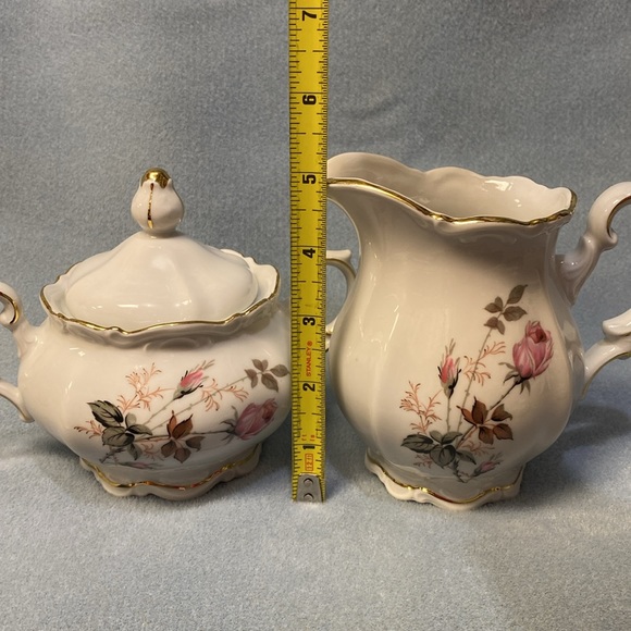 PinkRose Mitterteich Bavaria Germany Creamer and Lidded Sugar Bowl set - Picture 15 of 15